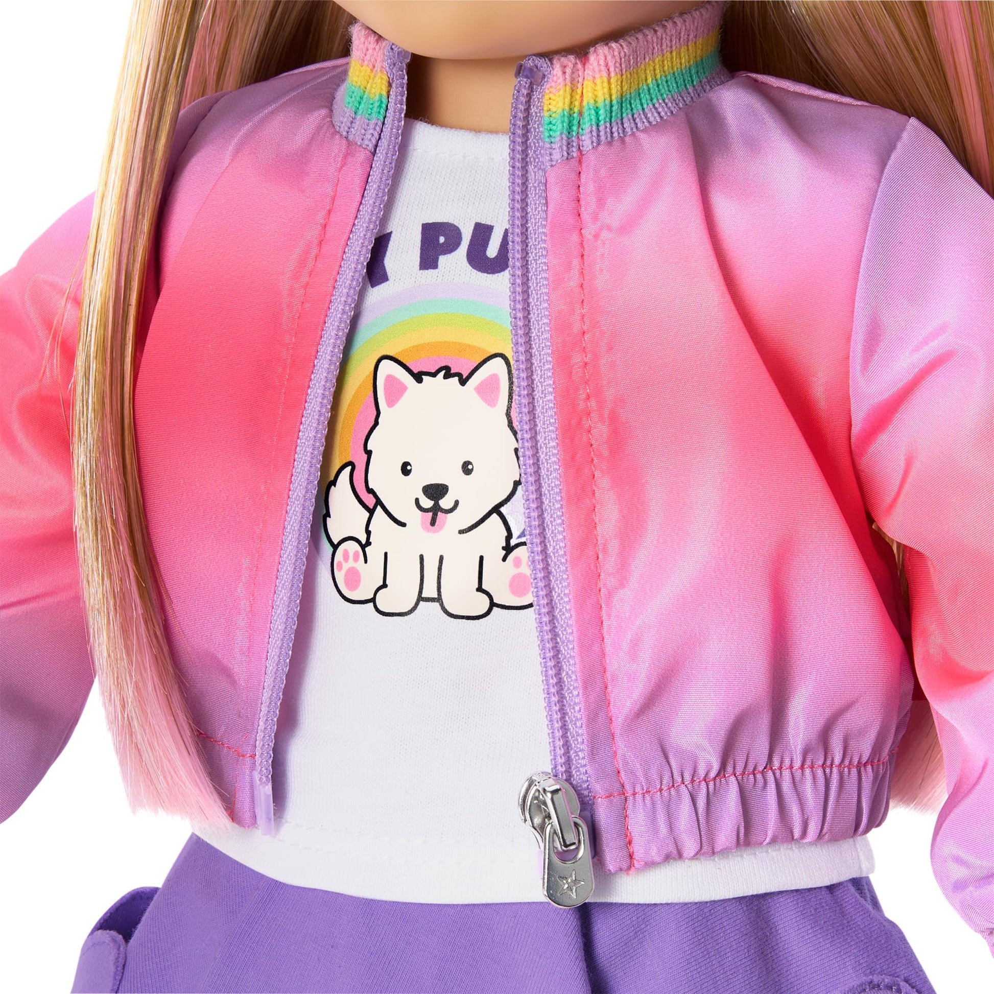 American Girl, Summer McKinny Girl of The Year 2025 Waggy Pup Tails Outfit for 18-inch Dolls, with a t-Shirt, Jacket, Skort, Socks, and Shoes, Ages 6+