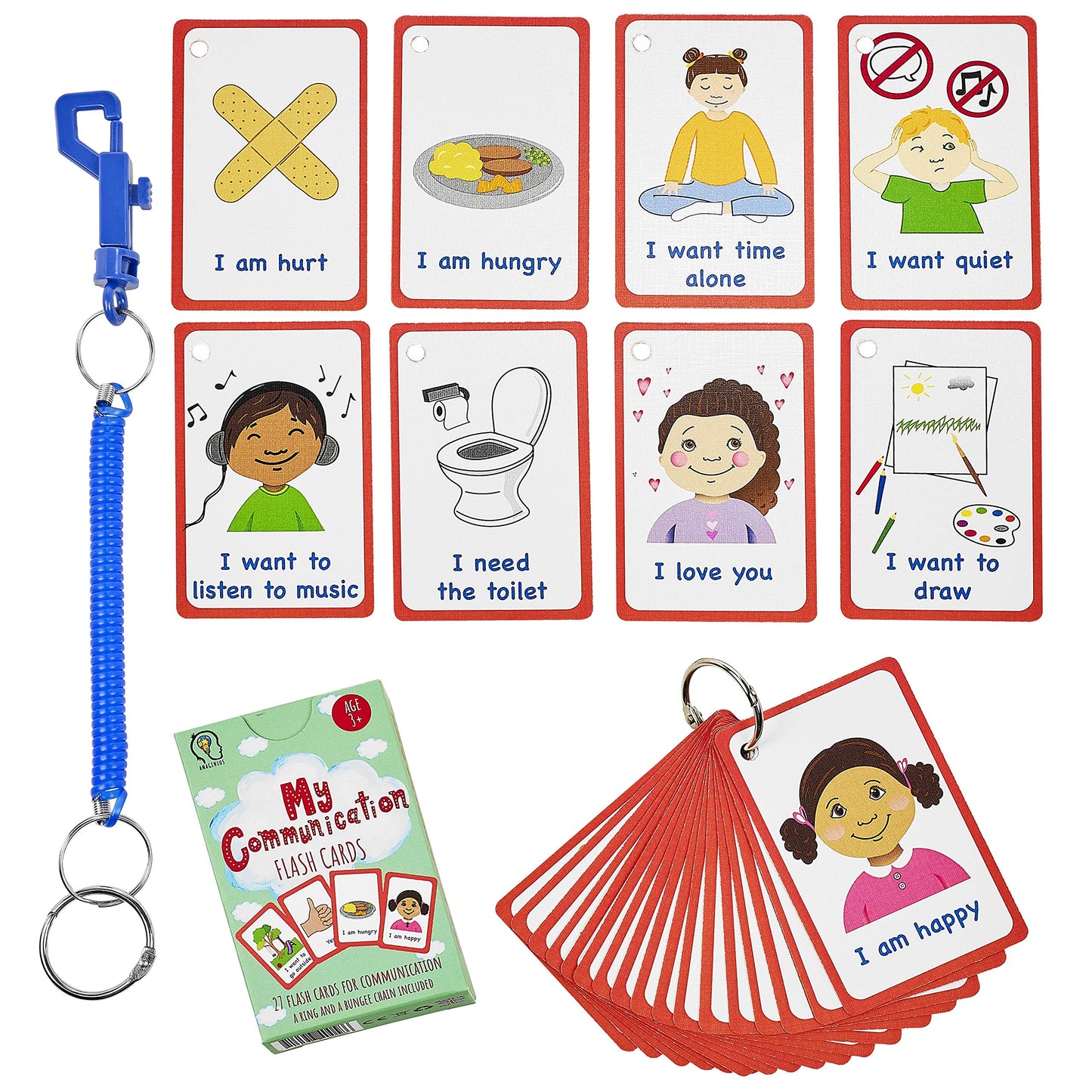Amonev Special Needs My Communication Cards for Special Ed, Speech Delay Non Verbal Children and Adults with Autism 27 Flashcards for Visual aid or