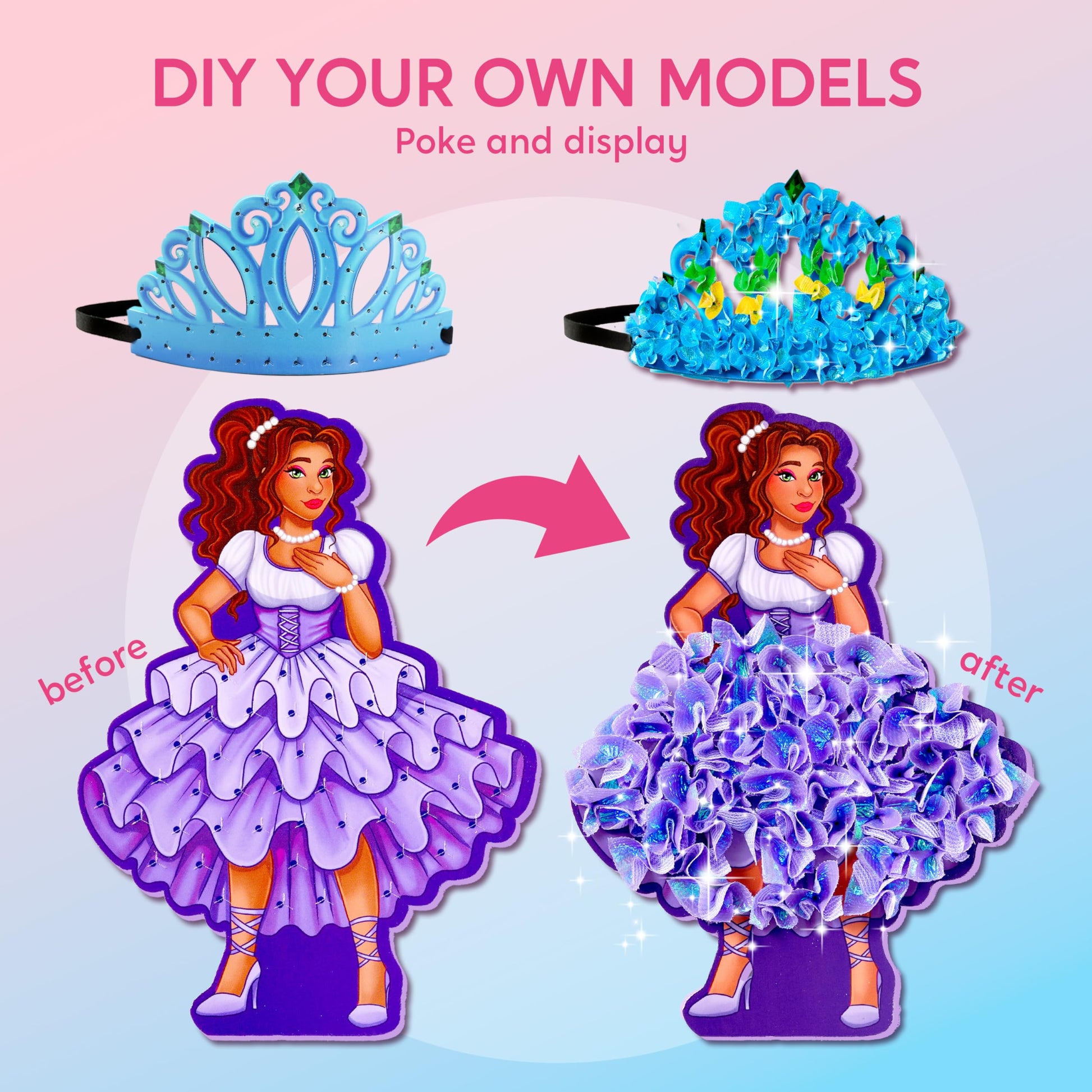 JOVA Klever Kits Poke in Fun Art Crafts for Kids Ages 4-8, Princess Dress-up, Art Activities, DIY Craft Kits, Birthday Gifts for Girls Ages 4 5 6 7 8+