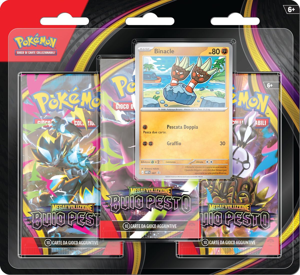 Pokémon: Pack of Three Pokémon TCG Dark Pesto Expansion Envelopes (1 Holographic Promo Card and 3 Booster Pack) - Italian Edition