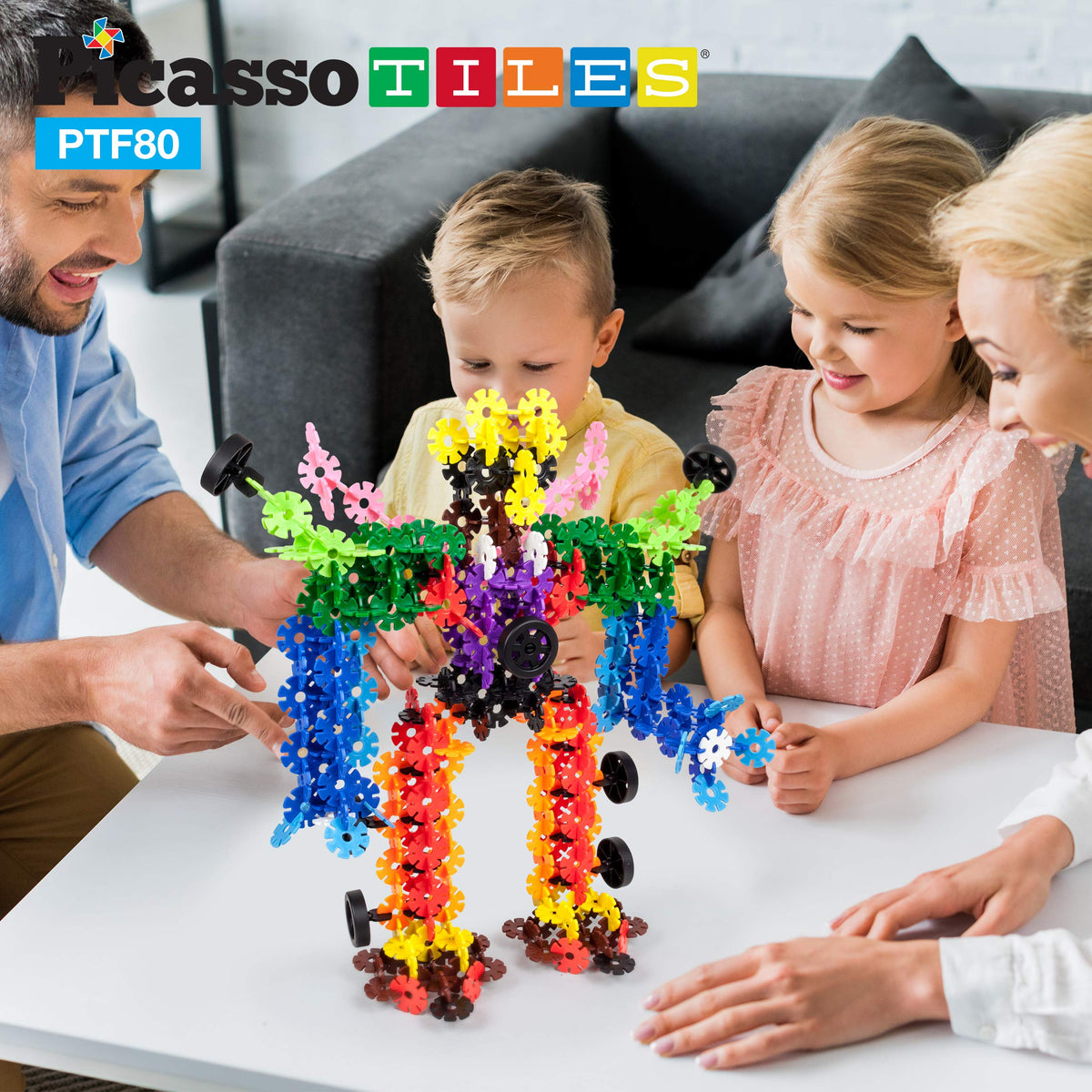 PicassoTiles Building Chips Construction Block 800 Pieces Creative Interlocking Disc Block Toy Set STEM Learning Toys for Early Education and Child