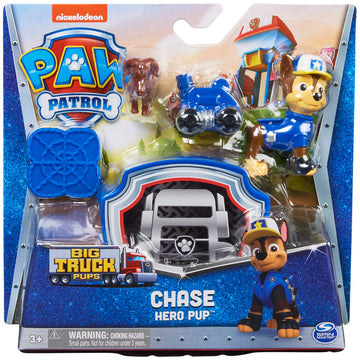 PAW Patrol Big Truck Pups - Chase Action Figure with Rescue Drone with Click Mount Command Center Platform and Animal Friend
