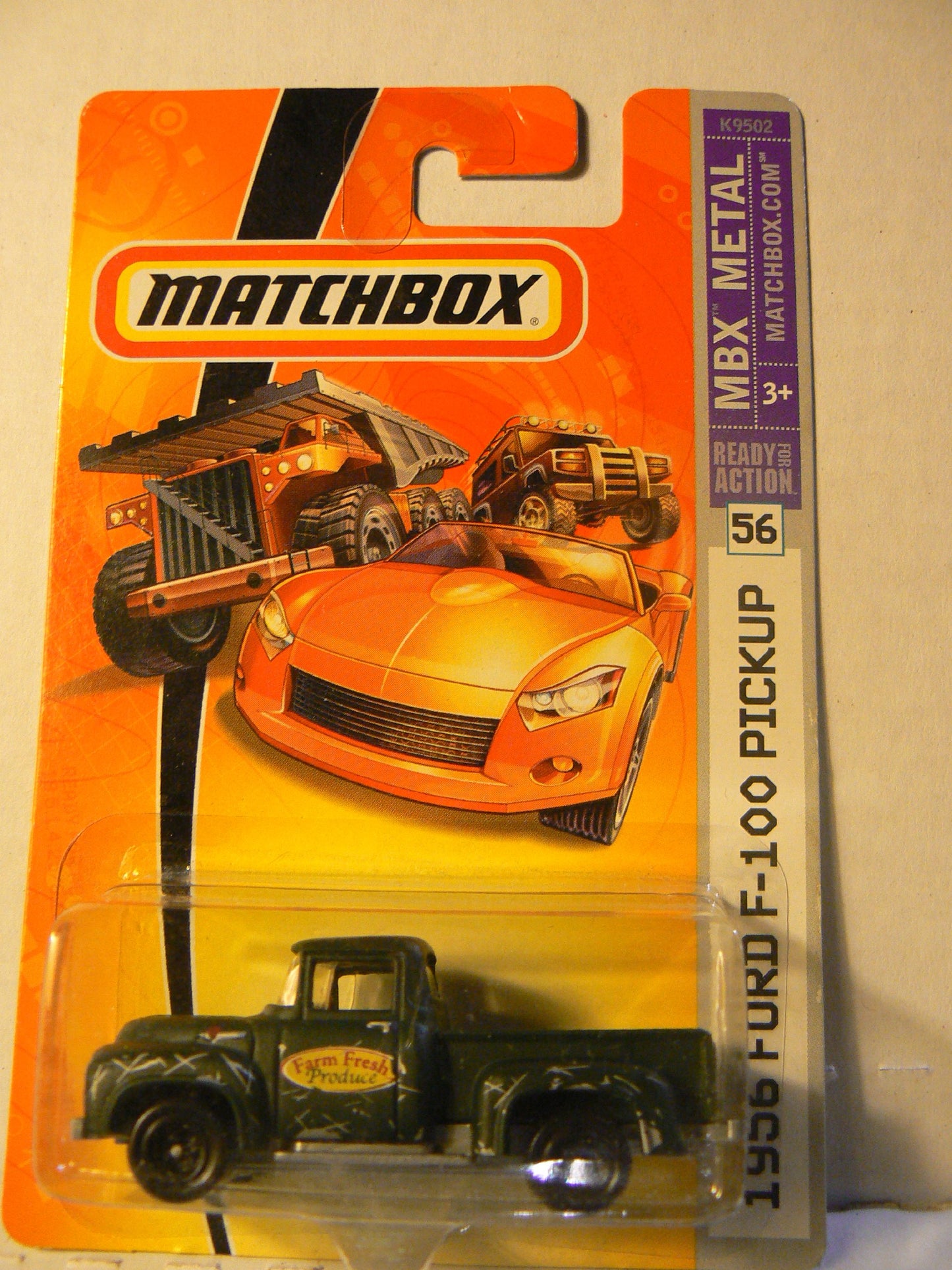 Mattel Matchbox MBX Metal #56 1956 Ford F-100 Pickup Green with Black Wheels 1:64 Scale Diecast Car Toy for Kids