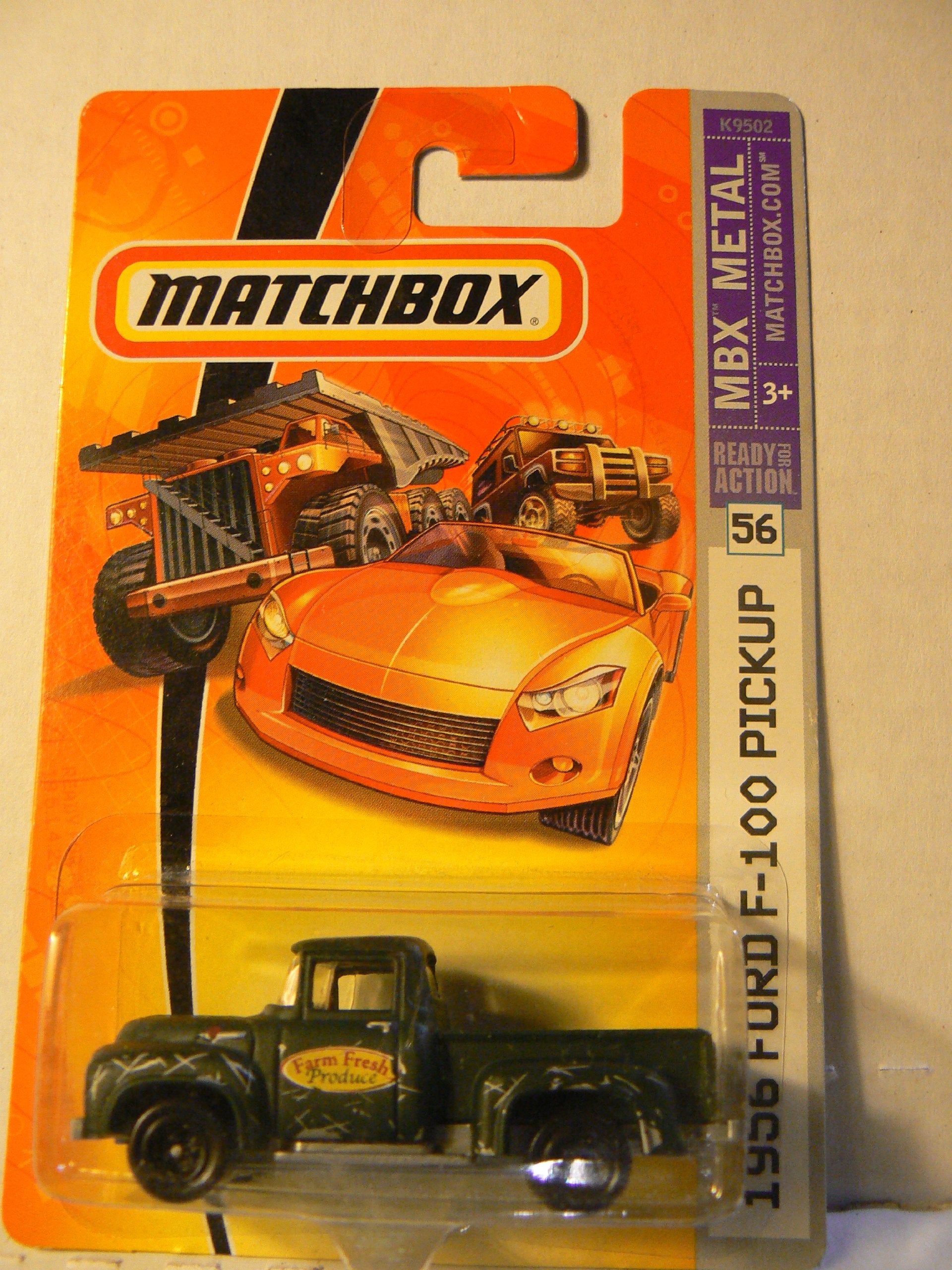 Mattel Matchbox MBX Metal #56 1956 Ford F-100 Pickup Green with Black Wheels 1:64 Scale Diecast Car Toy for Kids