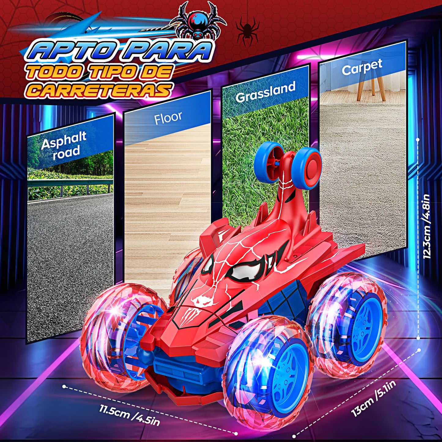 Remote Control Car RC Cars Toys for Boys Ages 4-12,Cool Rechargeable Stunt RC Car with 360 Flips 4WD Wheel Lights,Fun Outdoor Toys for Kids Birthday