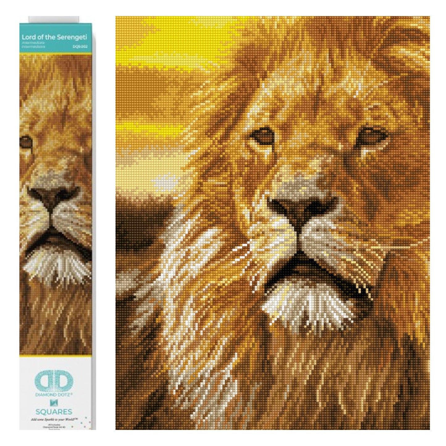 DIAMOND DOTZ Lord of The Serengeti Lion Diamond Painting Kits for Adults - Diamond Art Kits a Relaxing Creative Craft Kit with Dotz Gems 17.7"x13.8"