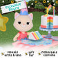 Honey Bee Acres Birthday Wishes Playset, 15 Piece Miniature Dollhouse Party Set with Cat Figure, Rainbow Cake, Balloons & Gift, Pretend Play Birthday
