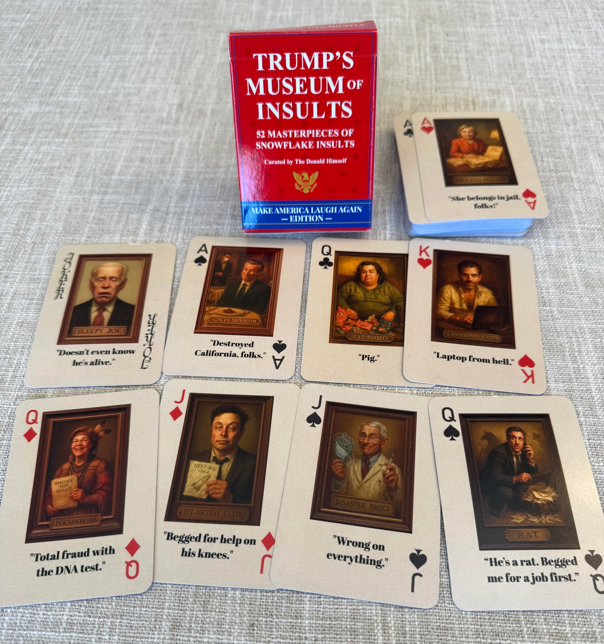 Wild Decks Trump Insults Playing Cards - 52 Iconic Insults & Nicknames, Fully Illustrated Poker Size Deck