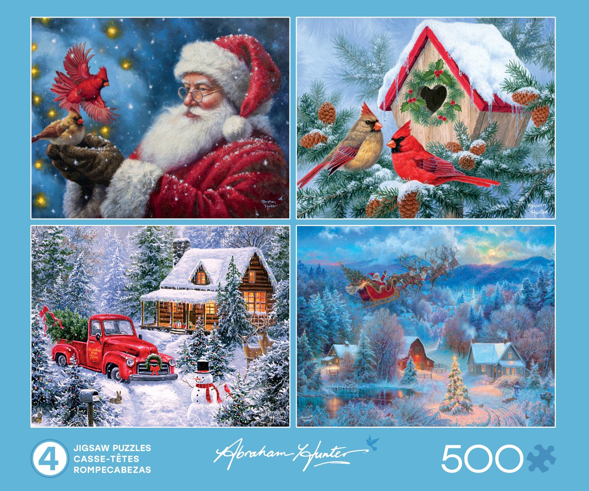 Ceaco - Holiday & Winter - 4 Pack 500 Piece Jigsaw Puzzles for Adults