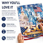 America 250 Anniversary Wooden Puzzle 1000 Pieces, USA 250th 1776-2026 Patriotic Artwork with Letters on Back, Challenging Jigsaw Puzzles for Adults
