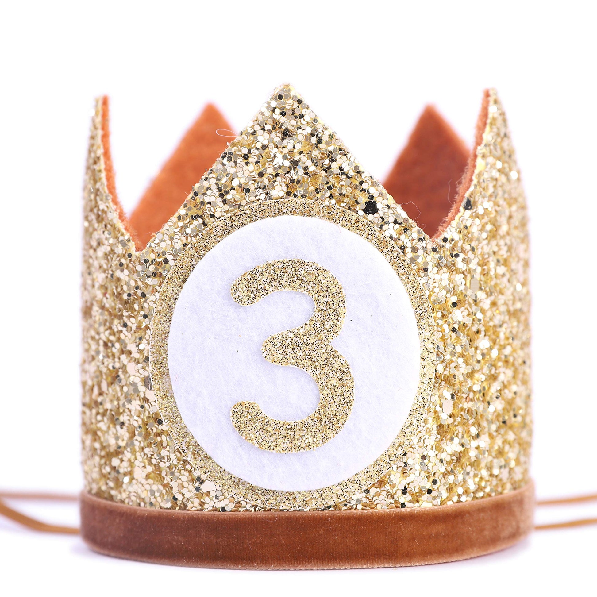 WAHAWU Baby Crown for 3st Birthday - Third Birthday Party Decoration, Glitter Crown Hat