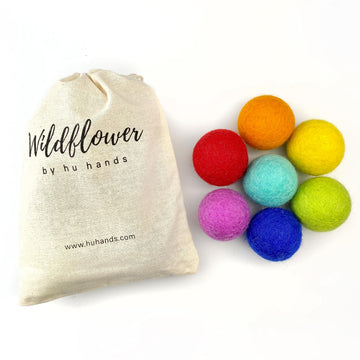 Rainbow Large Felt Balls | Montessori Wool Pom Poms for Baby, Crafts, Cats, Essential Oils, Felting & Garland | 7 ROYGBIV Colors | 4 CM (1.75-2")