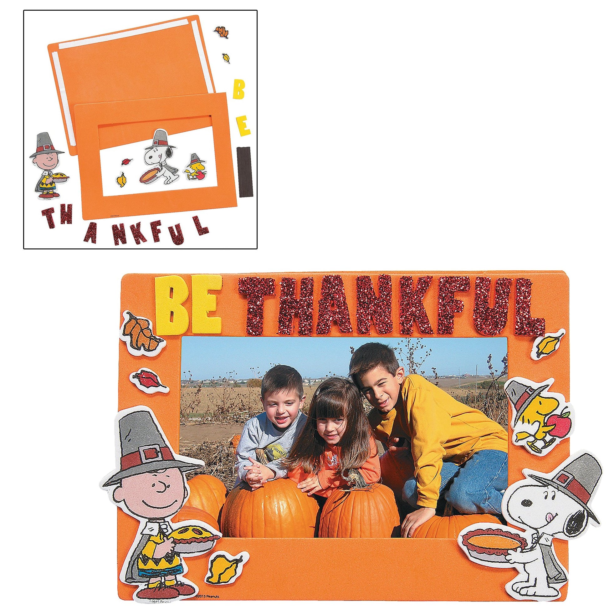 Thanksgiving & Autumn Themed Craft Kits | Peanuts Thanksgiving Picture Frame Magnet Craft Kit, Turkey Making Kit, Foam Cornucopia Door Sign Craft Kit