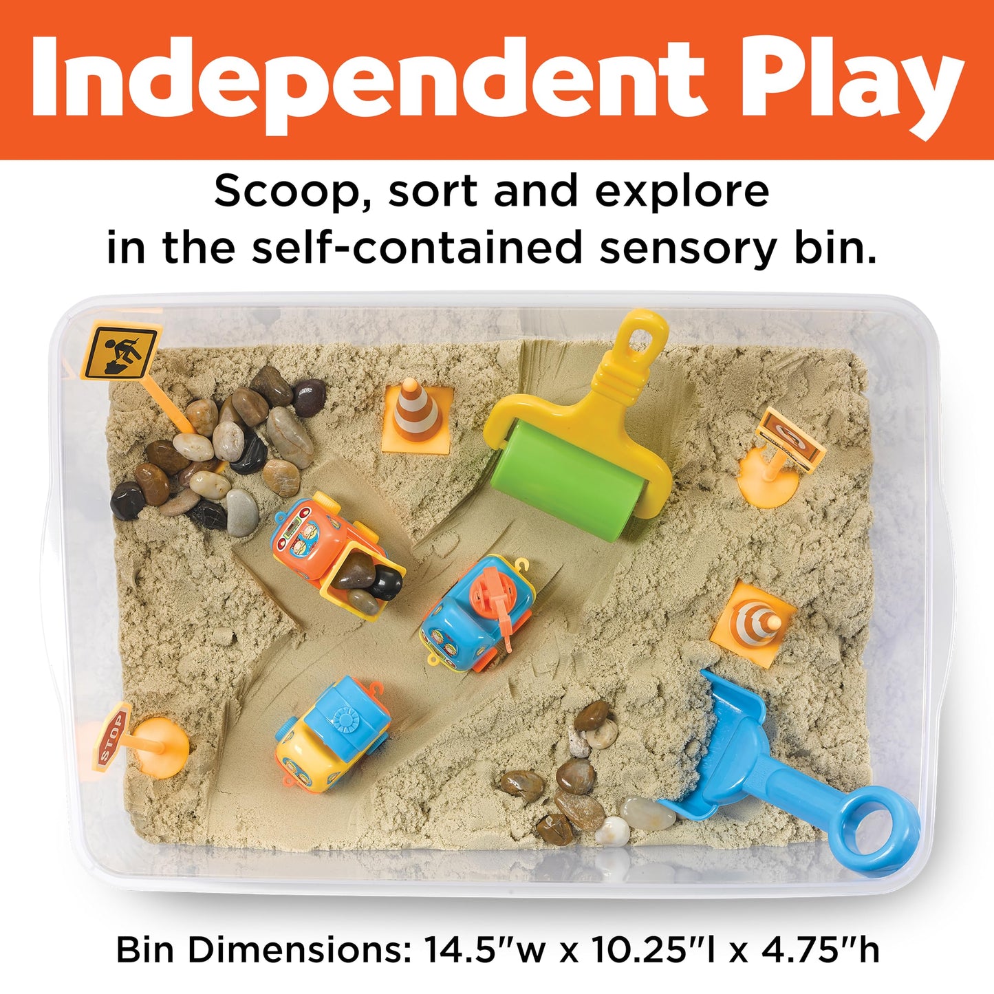 Creativity for Kids Sensory Bin: Construction Zone Playset - Preschool Learning Activities, Excavator Toys for Boys Ages 3-5+, Outdoor Toys and Gifts