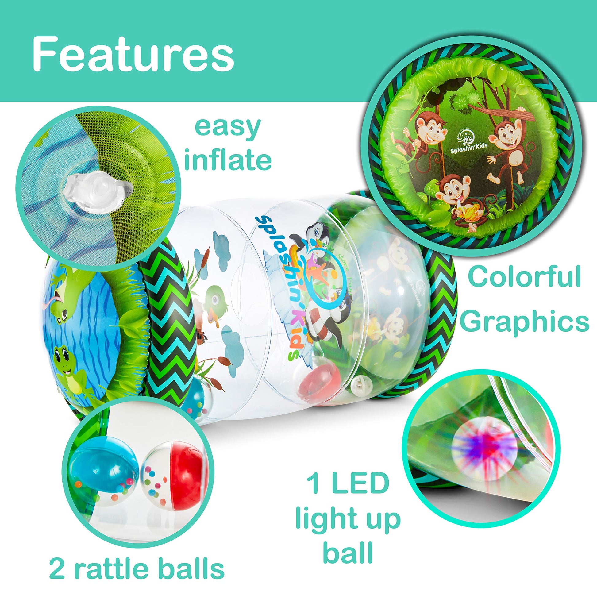 Splashin'kids Infant Toys Beginner Crawl Along Game Ball Drop Maze Tummy Time Activity Center Early Development Jumbo Roller Rattle Toy Baby Toys