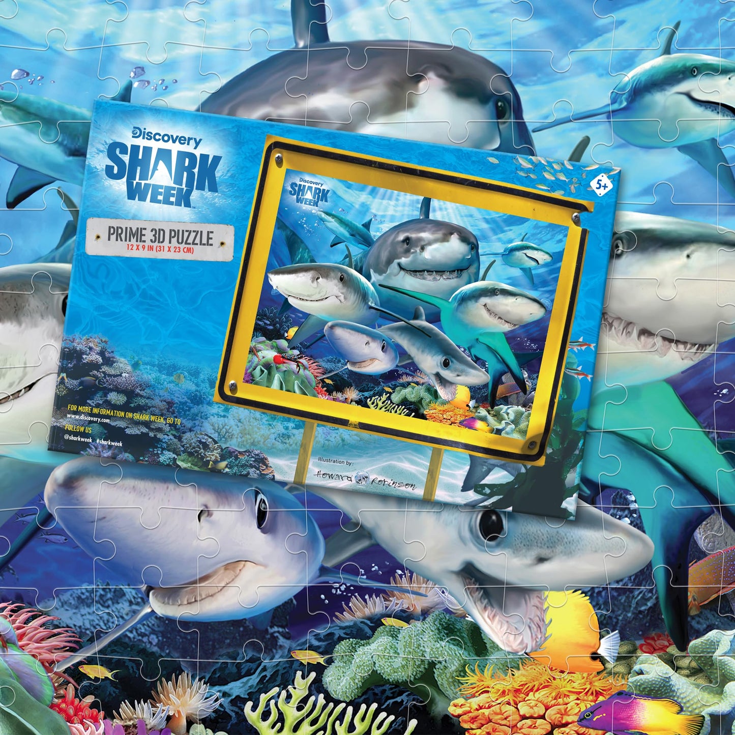 Prime 3D | Selfies Howard Robinson | Shark | 100 Piece 3D Jigsaw Puzzle for Kids | Finished Size 12" x 9" | Challenging & Fun for Kids & Families |