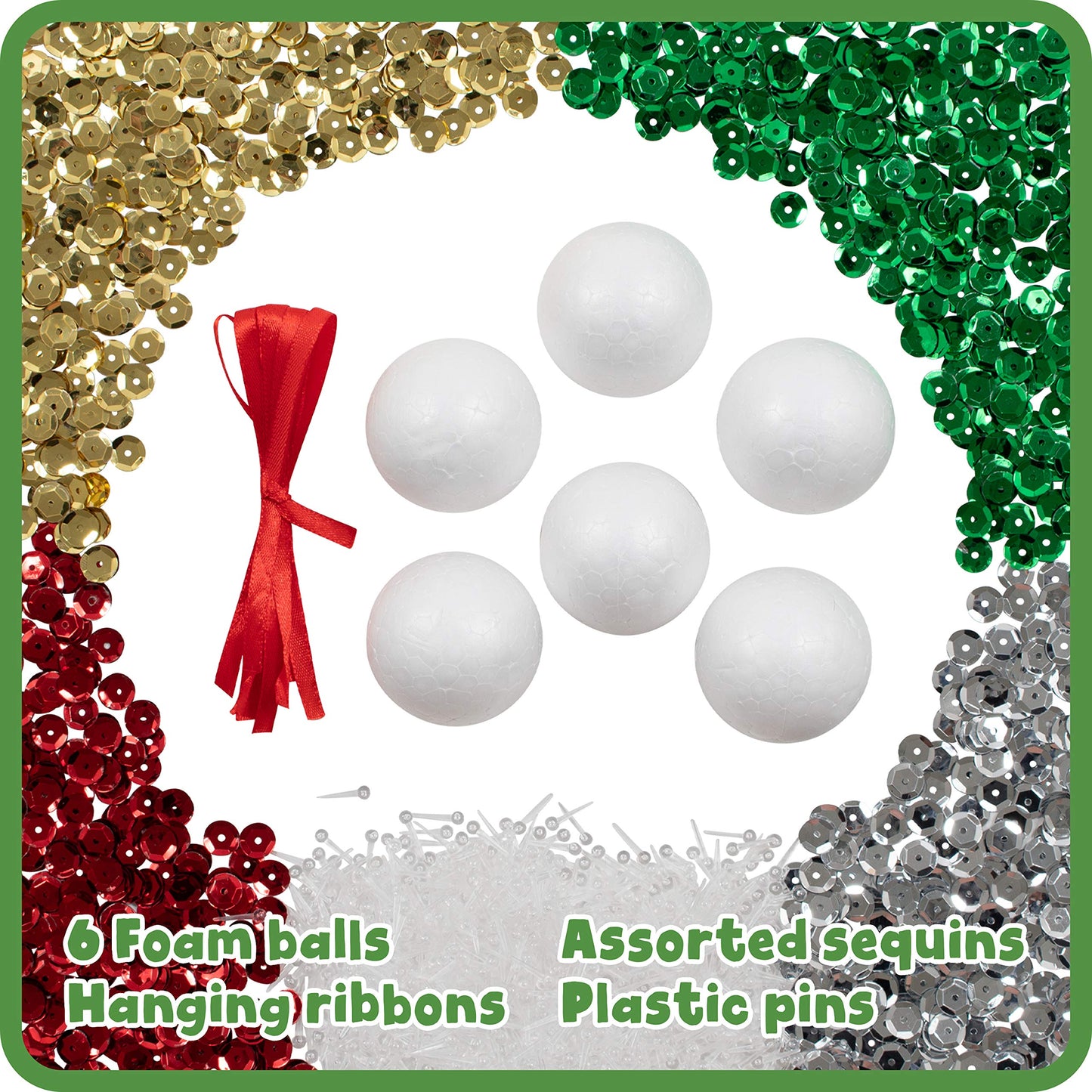 READY 2 LEARN- Create Your Own Sequin Ornaments - Set of 6 - Christmas Crafts for Kids - Christmas Tree Decorations - All Materials Included