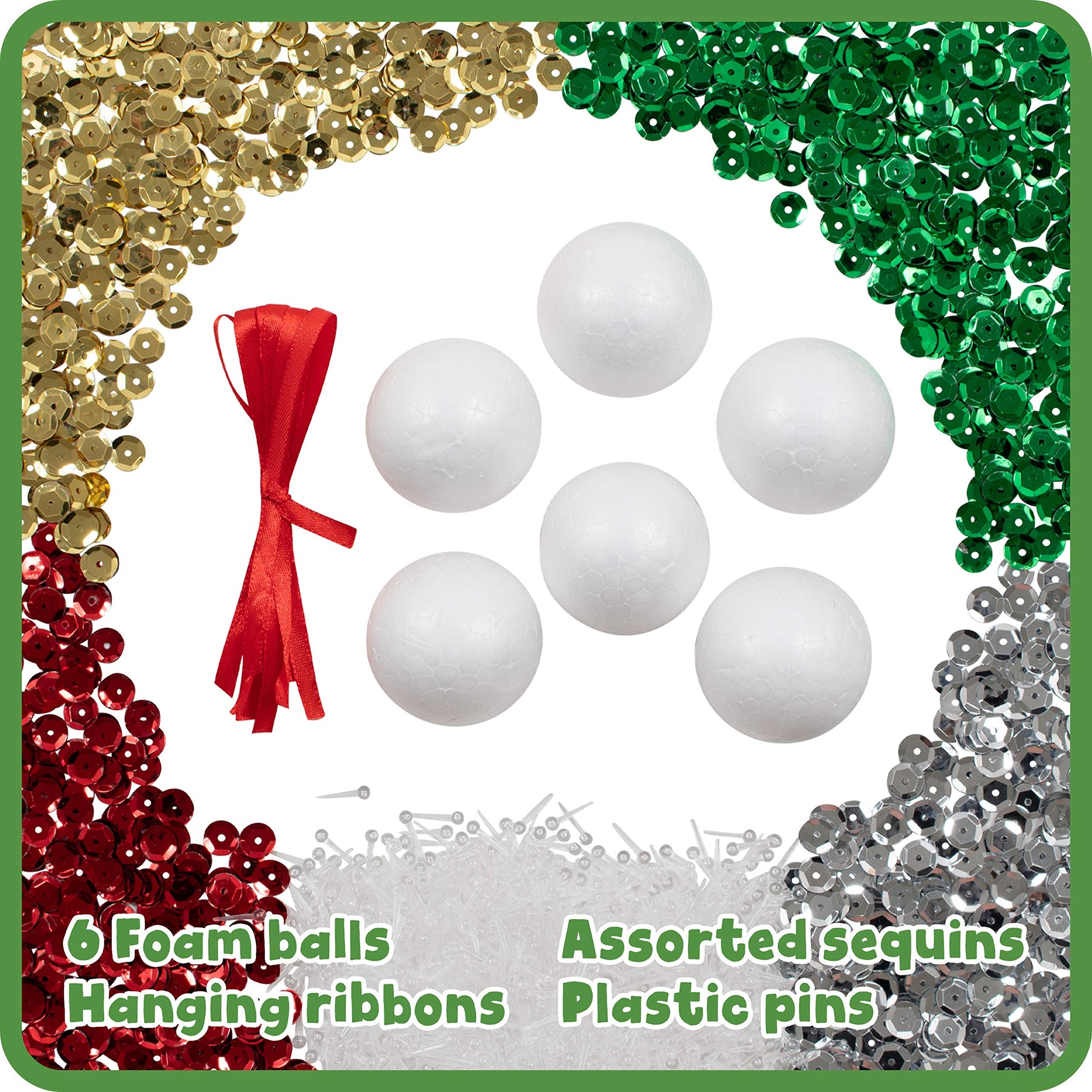 READY 2 LEARN- Create Your Own Sequin Ornaments - Set of 6 - Christmas Crafts for Kids - Christmas Tree Decorations - All Materials Included