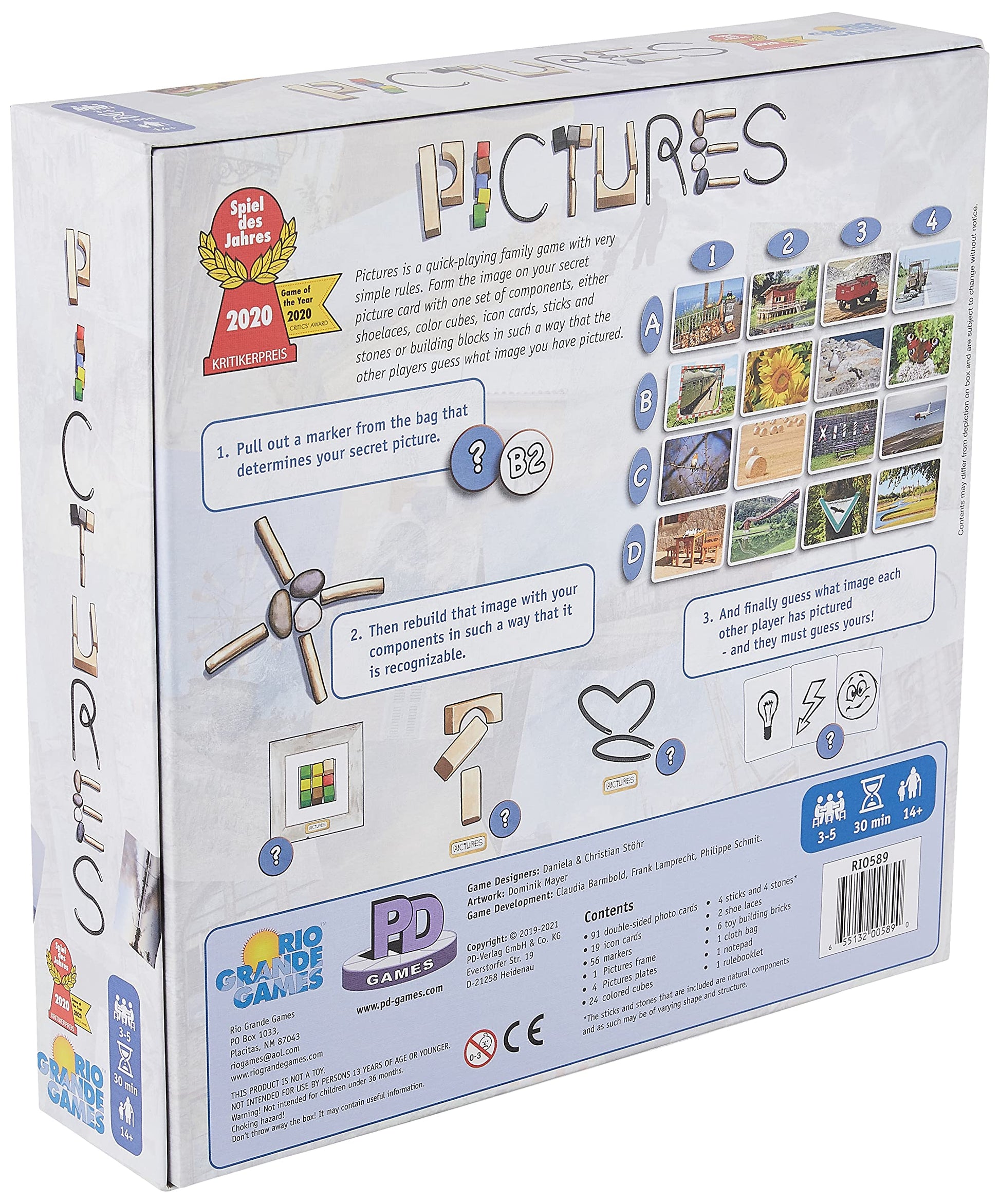 Rio Grande Games Pictures Family Board Game, 3-5 Players, 30 Minute Games for Kids Ages 8 and Up