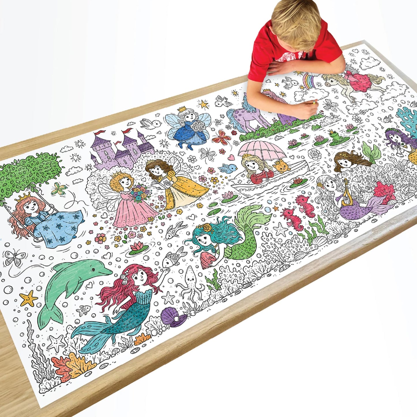 KangaToys Large Coloring Poster Ages 4 and Up Princess Theme 30 x 72 Inches Rolled Ideal Size for Parties and Group Activities