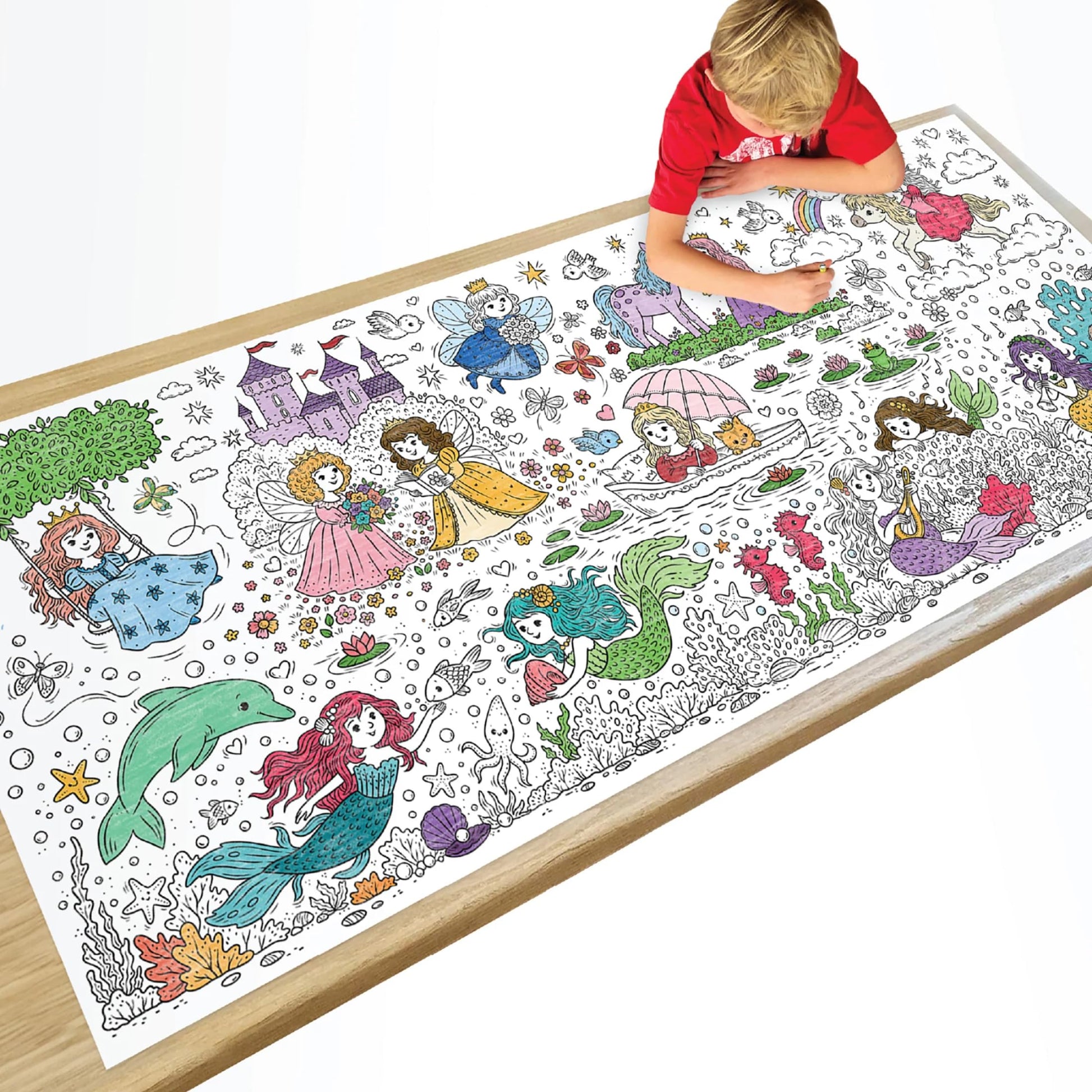 KangaToys Large Coloring Poster Ages 4 and Up Princess Theme 30 x 72 Inches Rolled Ideal Size for Parties and Group Activities