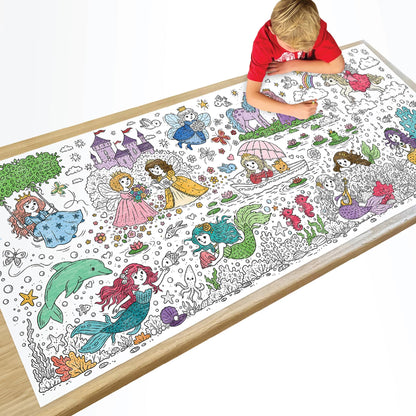KangaToys Large Coloring Poster Ages 4 and Up Princess Theme 30 x 72 Inches Rolled Ideal Size for Parties and Group Activities