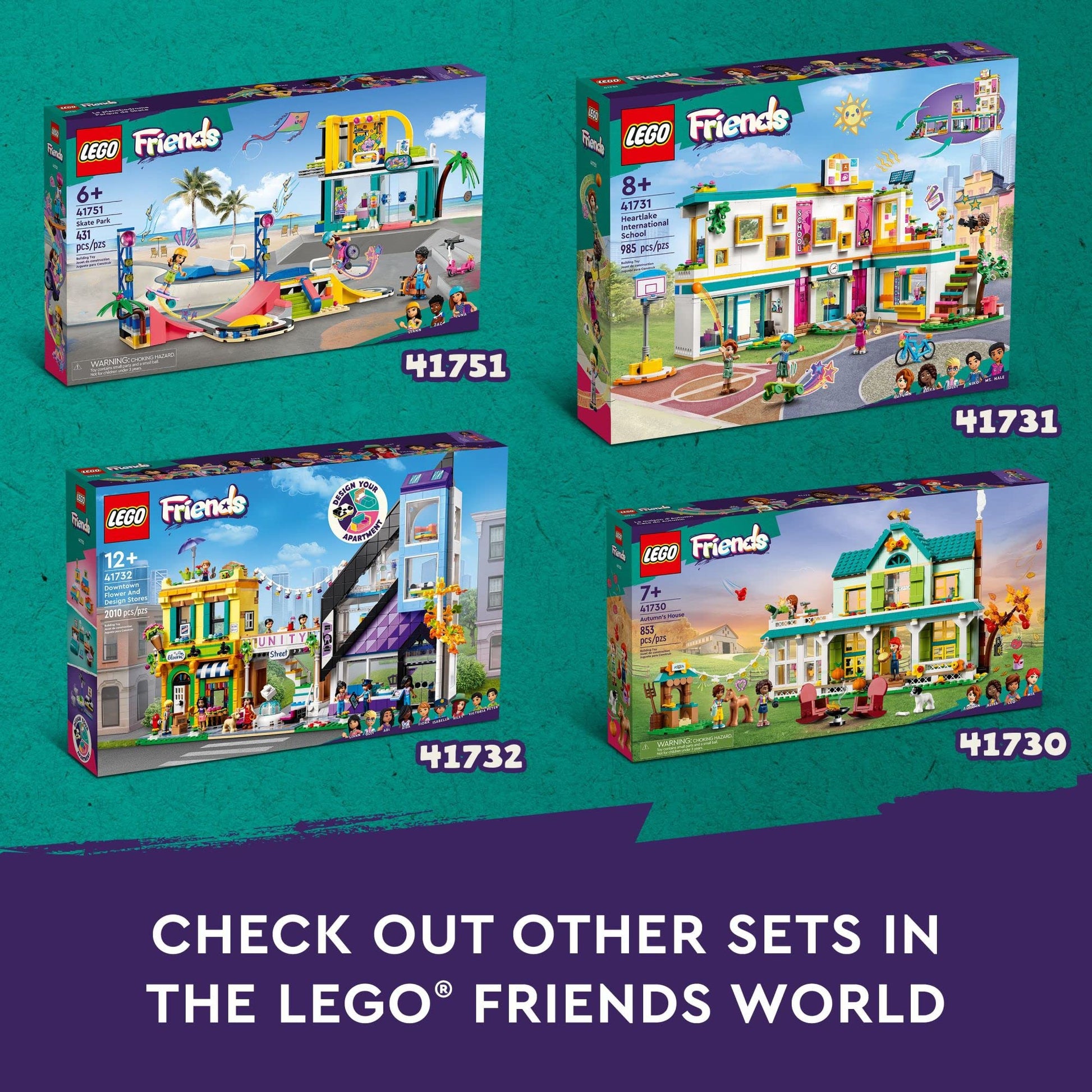 LEGO Friends Downtown Flower and Design Stores 41732 Building Set - Buildable Toy with Apartment, Shops, House, and Classic Characters, Model to