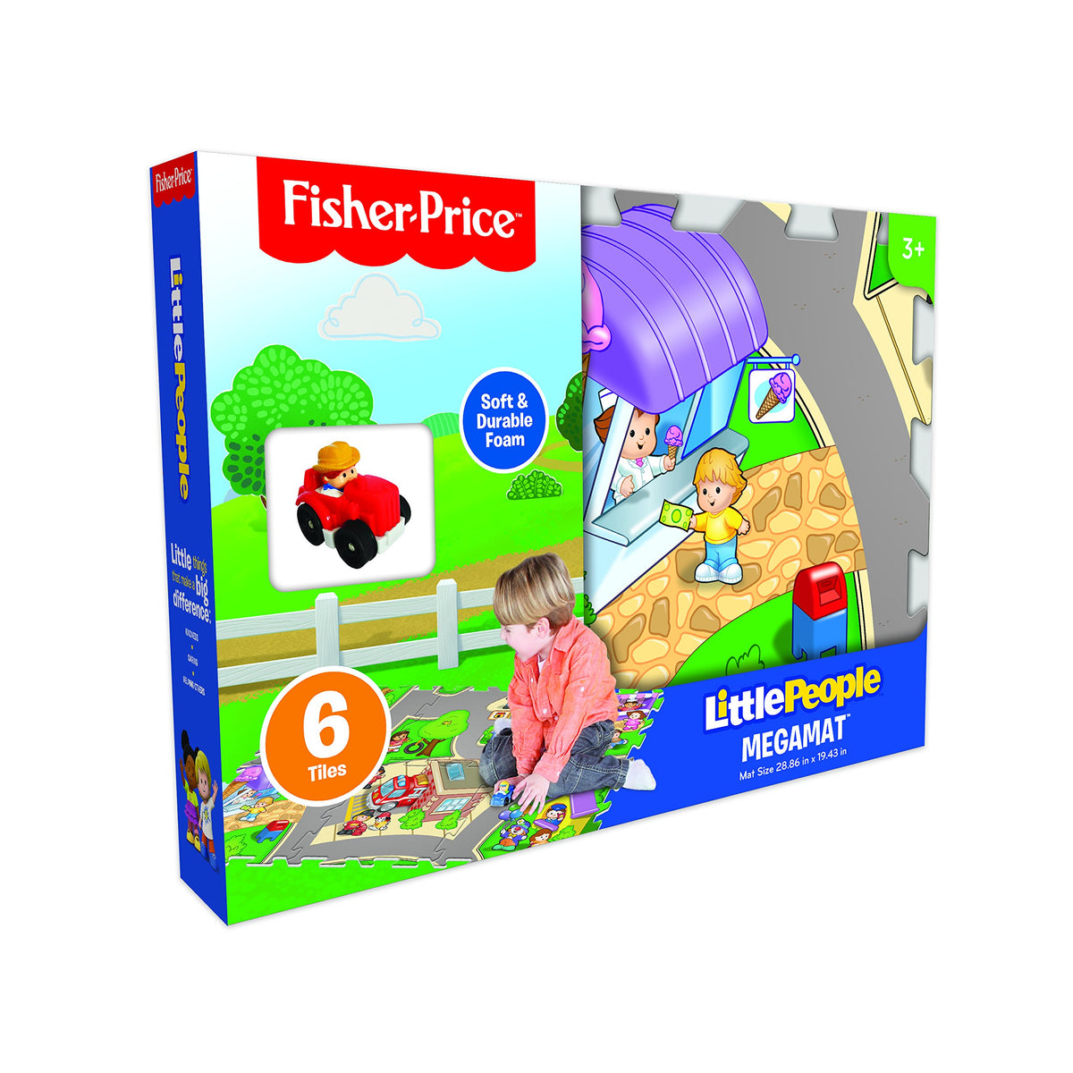 Fisher Price 6 Pc Mega Floor Mat with Vehicle Playmat with Vehicle