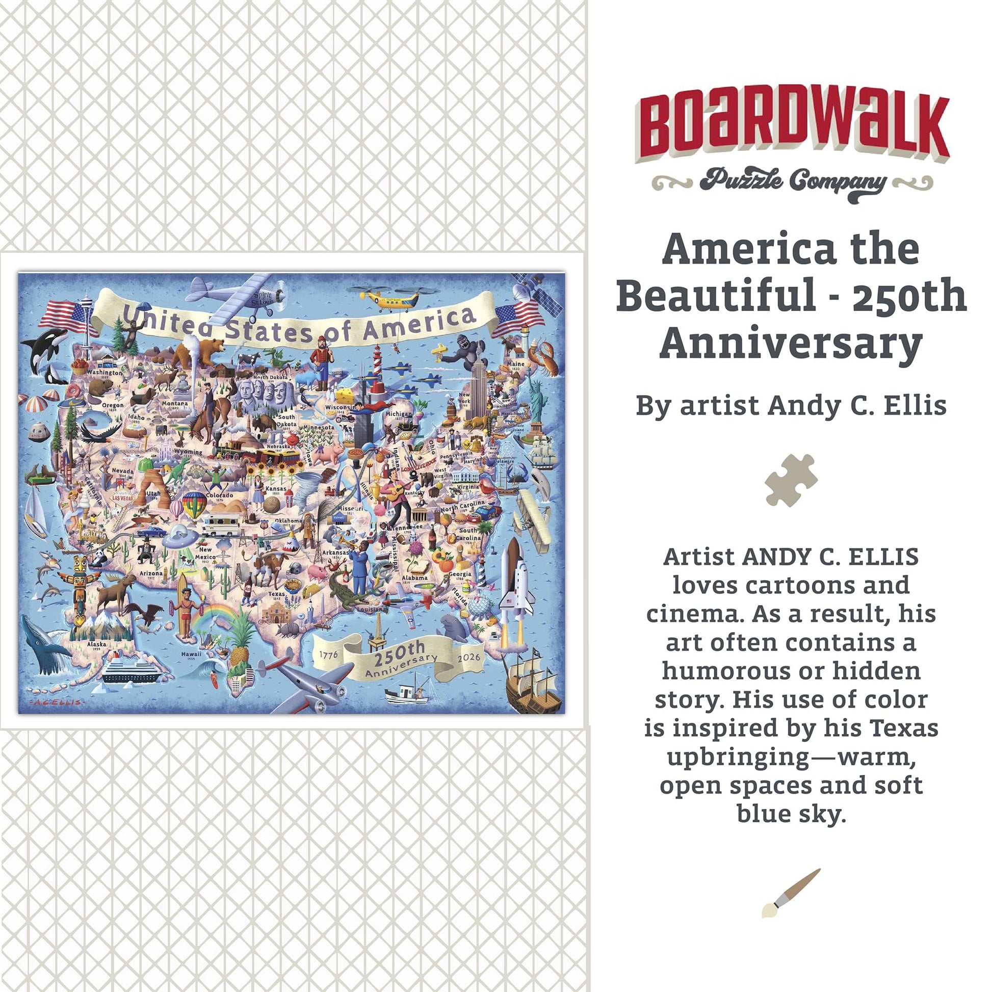 Boardwalk 100 Piece Jigsaw Puzzle 250th Anniversary 4th of July Patriotic Summer Premium Puzzles for Adults and Family 16"x20" - America the Beautiful