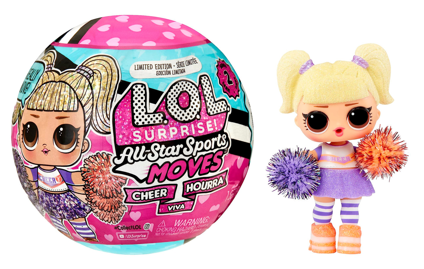 L.O.L. Surprise! All Star Sports Moves - Cheer- Surprise Doll, Theme, Cheerleading Dolls, Mix and Match Outfits, Shoes, Accessories, Limited Edition