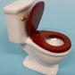 White Ceramic Dollhouse Toilet with Wooden Toilet Seat 1:12 Scale Miniature