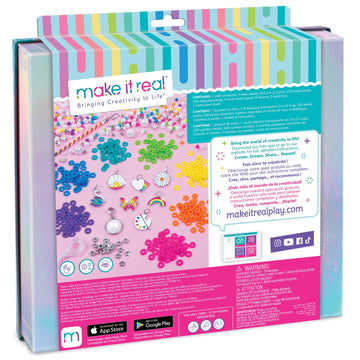 Make It Real: Rainbows & Pearls DIY Jewelry - Make 8 Fashionable Bracelets Using Awesome Rainbow Themed Charms & Beads, 598 Pieces Included, Kids Ages