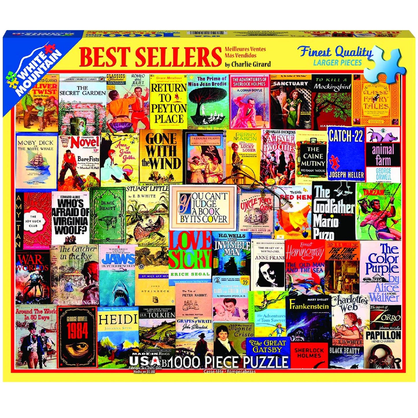 White Mountain 1000 Piece Jigsaw Puzzle Vintage Book Covers Collage Puzzles with Large Pieces Gift for Adults and Family 24"x30" - Best Sellers