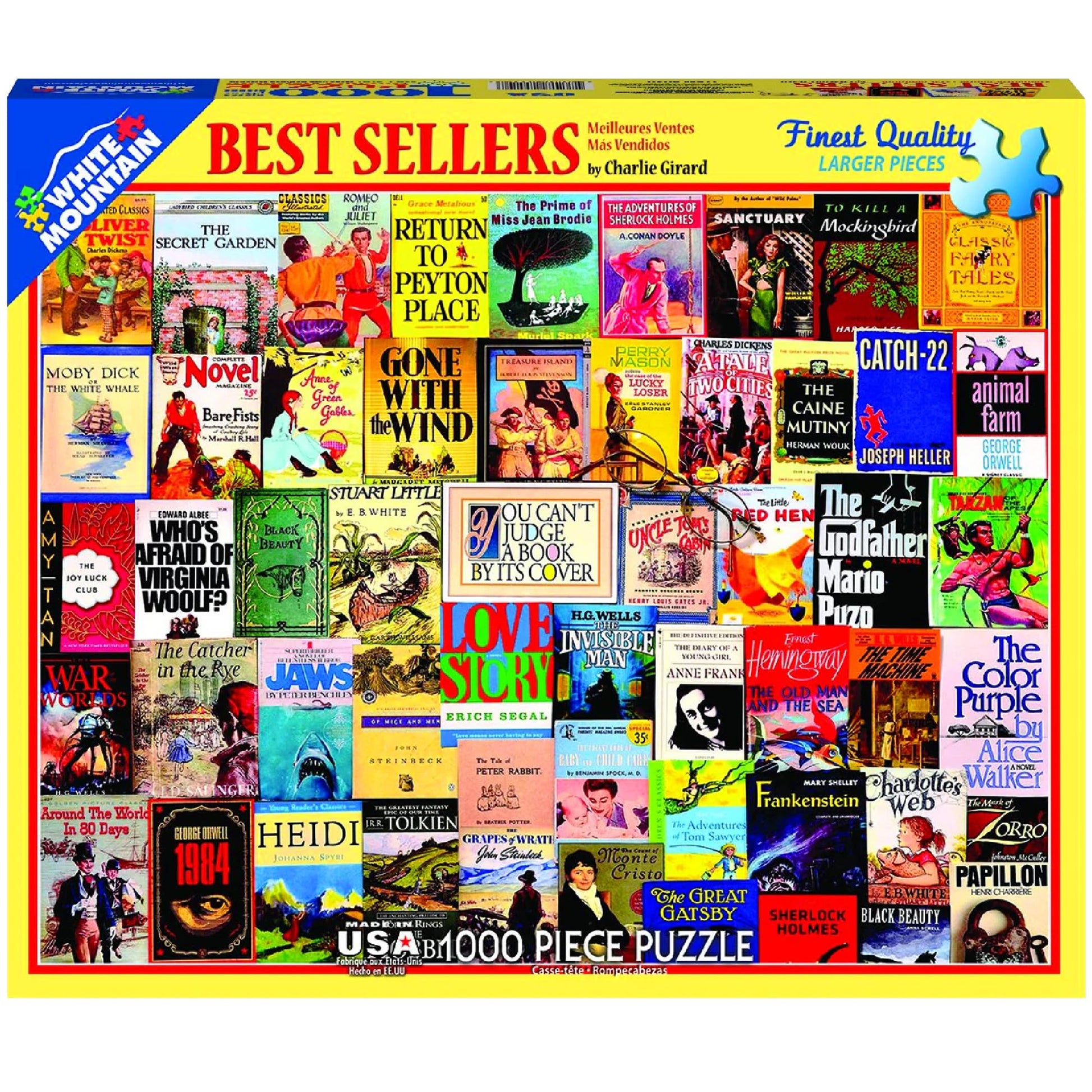 White Mountain 1000 Piece Jigsaw Puzzle Vintage Book Covers Collage Puzzles with Large Pieces Gift for Adults and Family 24"x30" - Best Sellers
