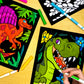 Dinosaurs - 6 Pack of Fuzzy Velvet Coloring Posters for Kids, Toddlers, Girls, and Boys (All Ages Arts and Crafts Activity) - Includes T-Rex