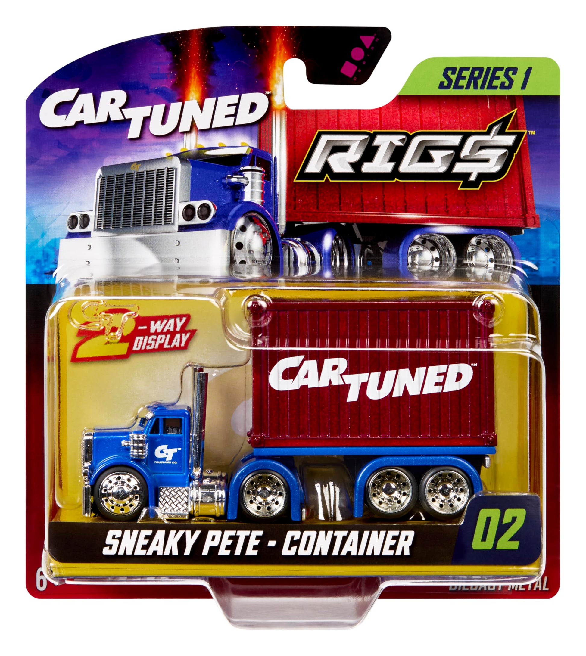 CarTuned™ Rig$ Container Case- Sneaky Pete, Blue and Red DieCast Truck, Style 3