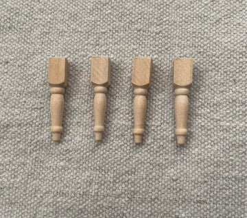 Miniature Wooden Furniture Legs for Dollhouse, 1:12 Scale Straight Desk Legs, Natural Wood, 3cm High, 4 Pack, #2 Legs