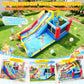 Inflatable Water Slide Bounce House, Upgrade 10-in-1 Water Slide Park with Water Gun/Spalish Pool/Jumping Area, Max Total Load Capacity 400 Lbs,