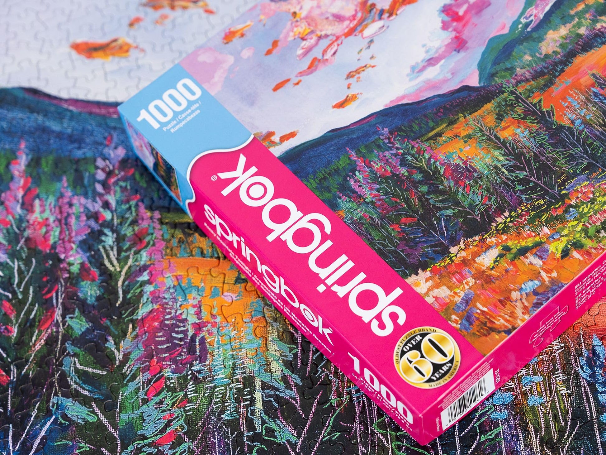 Springbok's Rocky Mountain Twilight 1000 Piece Jigsaw Puzzle Featuring The Impressionistic Painting of The Rockies by Artist Shannon Roman