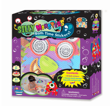 Buddy & Barney Silly Monsters Bath Stickers, Monster Foam Stickers Bath Toy for Children 3+, Pack of 30 Reusable Stickers, Bathtub, Tub, Shower, Boys