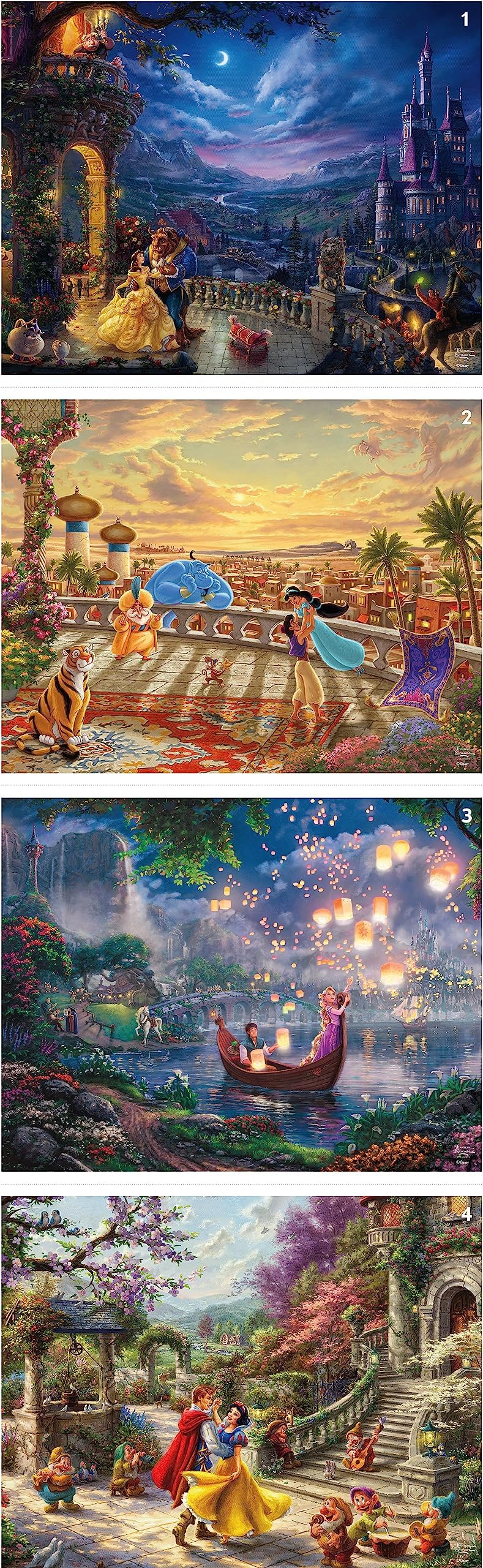Ceaco - Thomas Kinkade Disney Princess - 4 Pack 500 Piece Jigsaw Puzzles