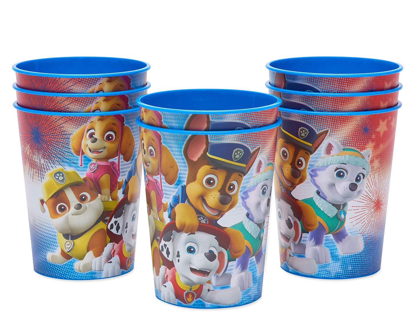 American Greetings Patriotic Paw Patrol Party Supplies, Plastic Stadium Cups (8-Count)