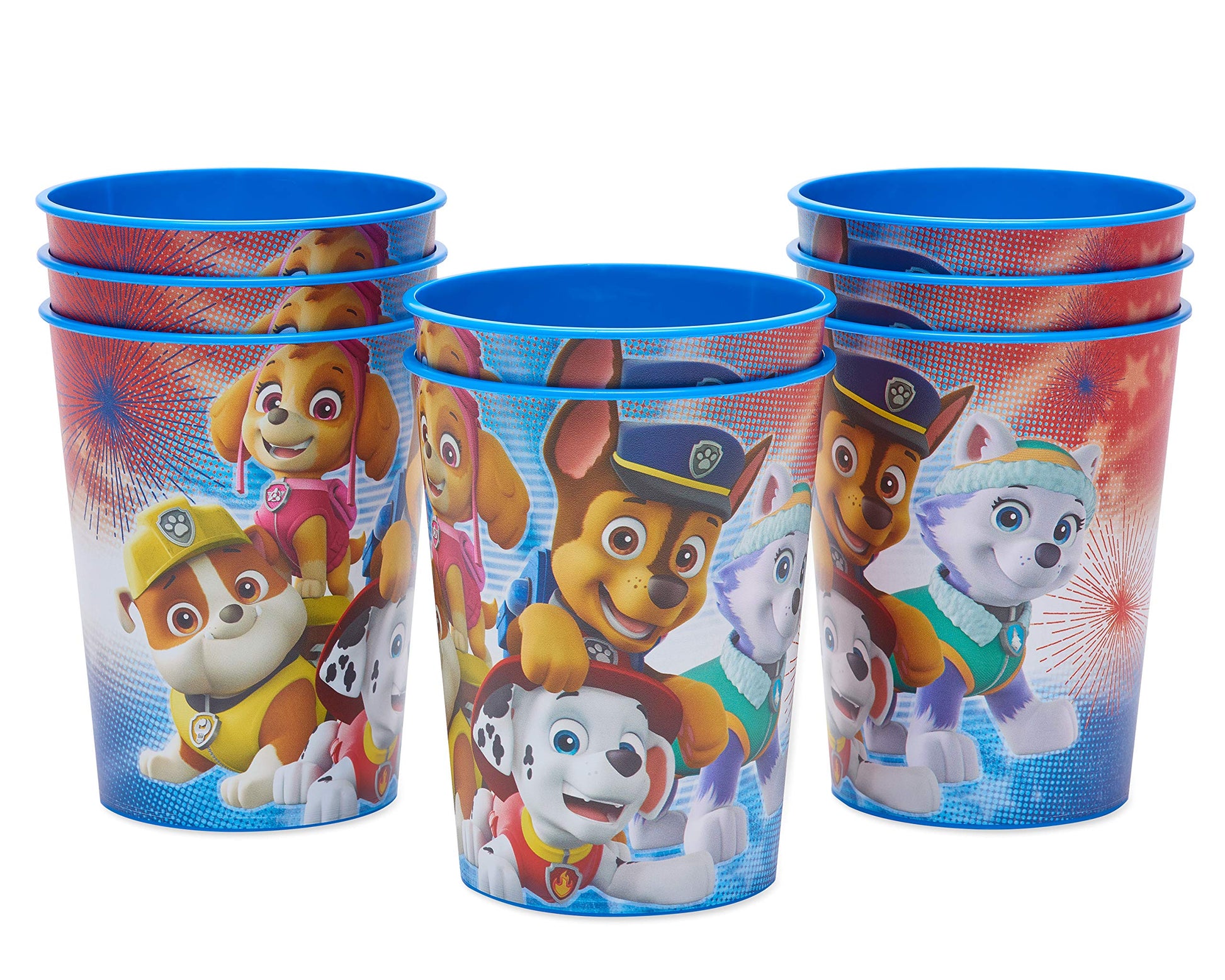 American Greetings Patriotic Paw Patrol Party Supplies, Plastic Stadium Cups (8-Count)