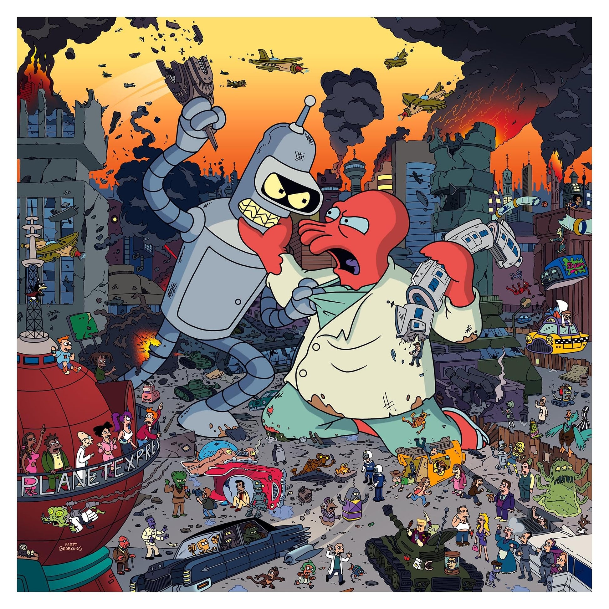 Futurama Bender vs. Zoidberg 1000-Piece Jigsaw Puzzle for Adults | 28 x 20 Inches
