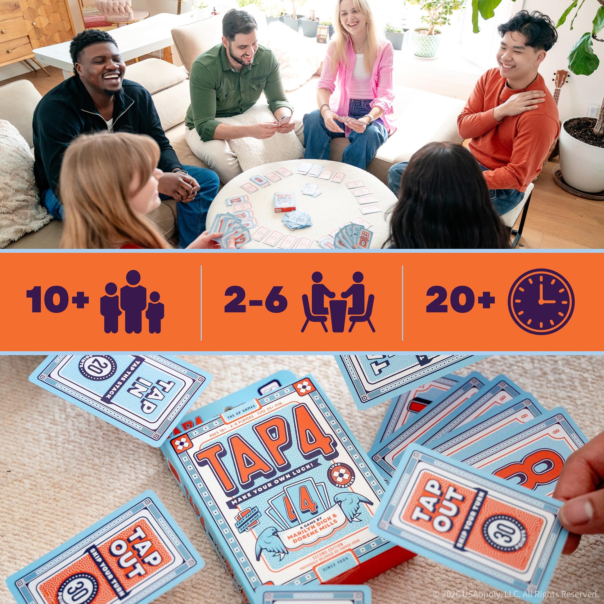 Tap 4, Strategic Fast-Paced & Easy to Learn, Be the First Player to Shed All Cards in Your Hand Using Special Tap in & Tap Out Cards, an Addicting