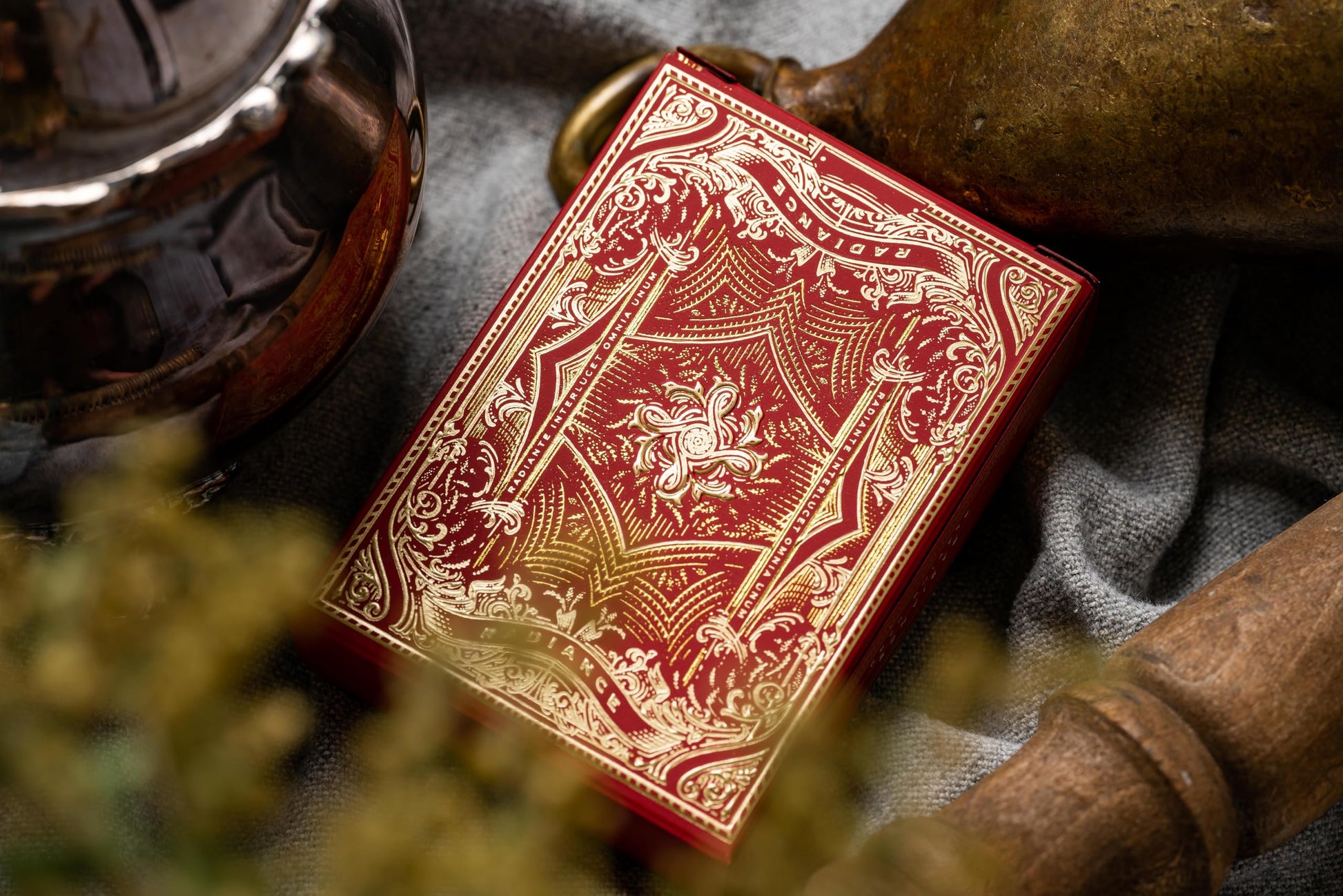 Prestige Radiance Playing Cards, Poker Size, Premium Black Deck, Magic The Gathering Theme (Red)
