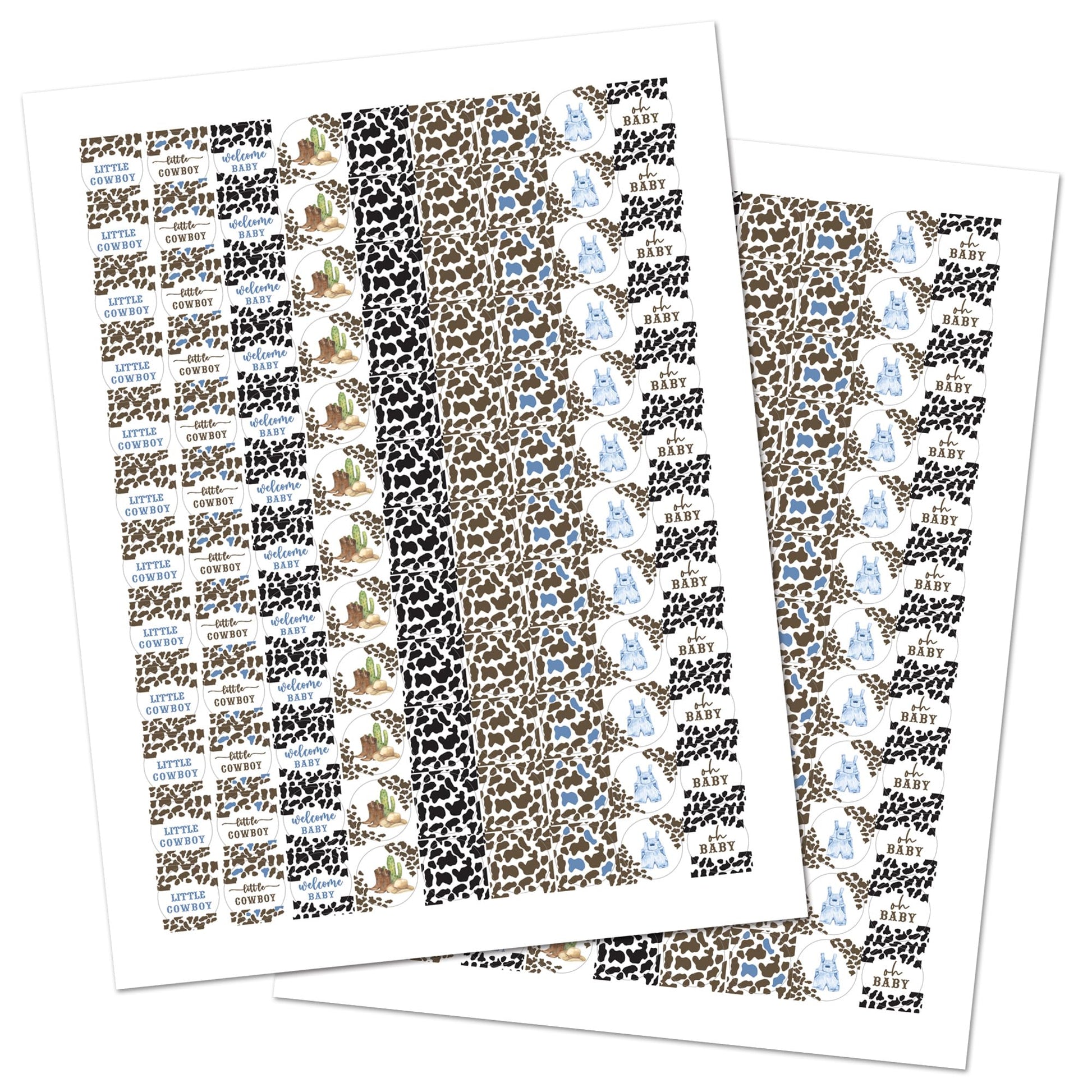 Cowboy Baby Shower Kiss Mini Candy Stickers - 0.75 Inch - Set of 216
