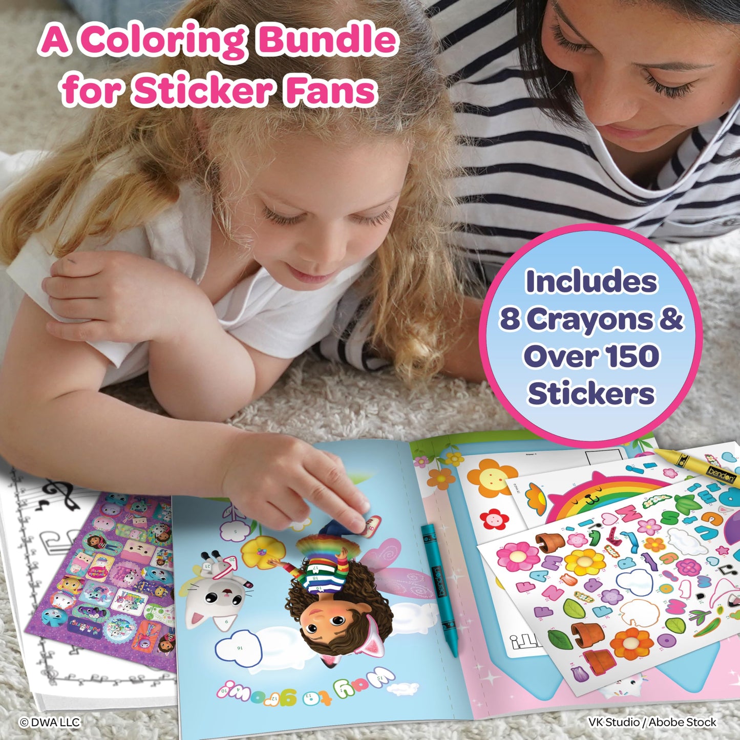 Gabby's Dollhouse Coloring Book Bundle - 4-Pack Activity Set with Coloring Books, Crayons, Stickers, Ages 3+