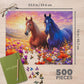 Springbok Steeds in Spring 500 Piece Jigsaw Puzzle for Adults - Wild Horses in Blooming Flower Field - Poster Now Included - Unique Cut Pieces - Made