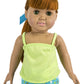 Fibre Craft The Springfield Collection Pajama Outfit, Green Top, Dot Pants, Slippers and Ribbon